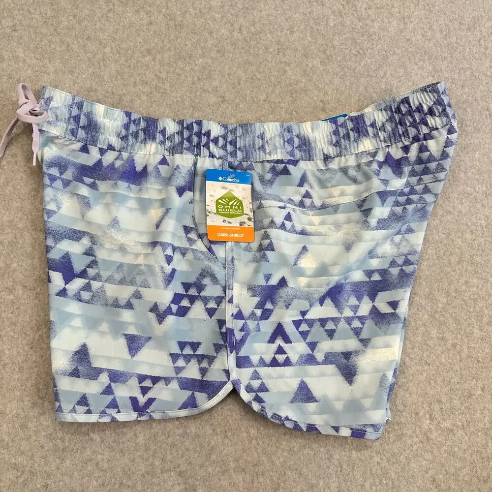 Columbia Shorts WMNS XXL Blue Multicolor Stretch High Rise Performance Gorpcore